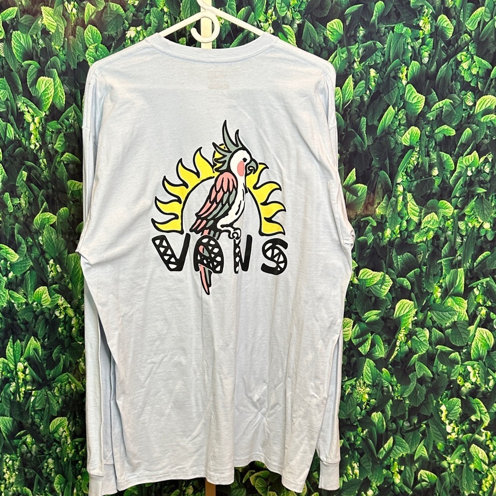 Vans White Long Sleeve with Parrot and Sun Graphic